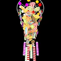 Colorful Swirl Lollipops And Striped Candy Canes In Hanging Decorative