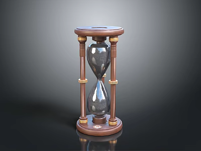Classic Wooden Frame Hourglass With Glass Timer And Golden Accents Base 3d model