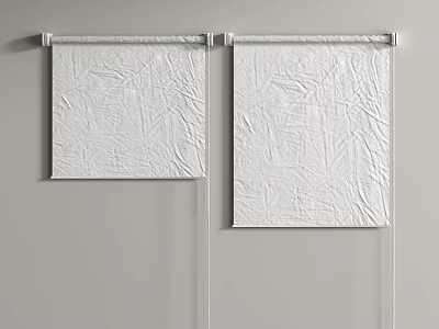 White Textured Roller Curtains With Wall Mounted Design For Home Interior Decor 3d model