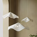 Elegant White Wave Shaped Pendant Lights With Folded Texture And Beige Wall Background 3d model