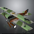 Vintage Aerospace Biplane Model Featuring Green White Orange Color And Black Cross Markings