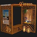 Lion Music Bar Carana Wooden Entrance Design With Plants And Decorative Lights