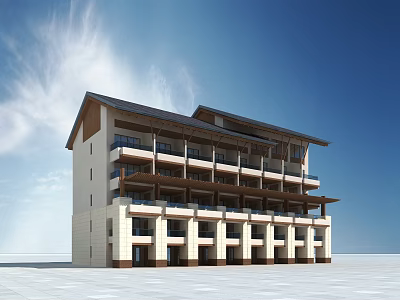 New Chinese Architecture Resort Hotel Room Small Foreign House Apartment Self-built Foreign House 3d model