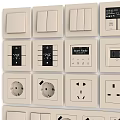 Assorted Electrical Switches And Sockets In White Black Beige With Functional Designs