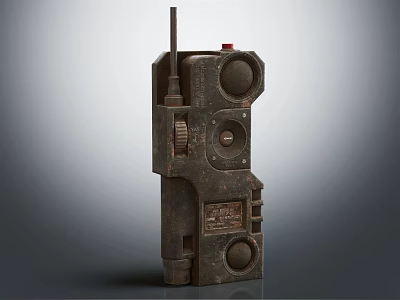 Vintage Metal Doorbell With Rustic Mechanical Knob Button And Antenna Design 3d model