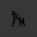 Detailed 3D Gorilla Model in Standing Posture Against Gray Background
