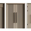 Modern Beige Double Doors With Vertical Striped Design And Gold Black Handles