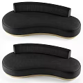 Modern Leisure 2 Seater Sofa Set With Black Upholstery And Gold Base