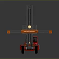 Red Industrial Forklift With Hydraulic Lifting Mechanism And Operator Cabin