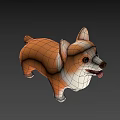 Cute Cartoon Corgi 3D Model With Orange And White Fur Standing Smile