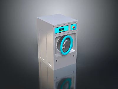 Sleek White Computer Tower With Blue Display Screen And Circular Control Buttons 3d model