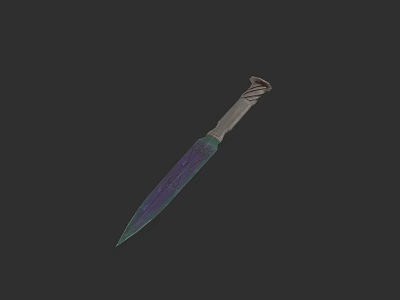 Vibrant Purple Green Blade Dagger With Wrapped Handle And Metallic Finish 3d model