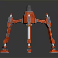 Red Mechanical Multi Legged Structure With Metallic Finish And Industrial Design 3d model