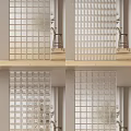 Modern Interior Design Glass Partition With Grid And Perforated Transparent Panels 3d model
