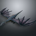 Detailed 3D Rendered Dragon Displaying Spread Purple Blue Wings And Textured Scales