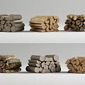 Different Types Of Natural Firewood Stacks With Neatly Arranged Wood Logs And Sizes
