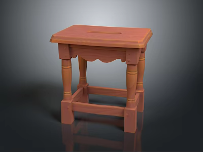 Warm Toned Wooden Side Table With Carved Legs And Square Decorative Top 3d model