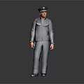 Man In Dark Professional Uniform With Cap Standing And Badge Details