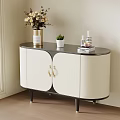 Modern White Black Console Sideboard With Flower Vase Plant Glass Bottles And Books