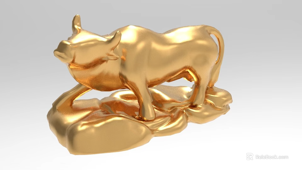 Golden Ox Shaped Decorative Ornament Set For Home Tabletop Decoration 3d model 