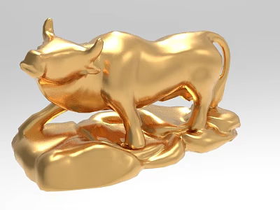 Golden Ox Shaped Decorative Ornament Set For Home Tabletop Decoration 3d model