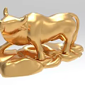 Golden Ox Shaped Decorative Ornament Set For Home Tabletop Decoration