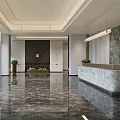 Luxurious Hotel Lobby Interior Design With Spacious Marble Floor And Reception Desk
