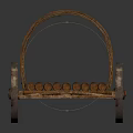 Traditional Bamboo Cart With Curved Roof Structure And Wooden Wheels Design