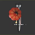 Vintage Unicycle Featuring Black Seat Red Horn Shaped Decoration And Sturdy Wheel