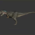 Detailed Tyrannosaurus Rex With Blue Head Green Body Orange Accents Open Mouth And Standing Pose