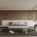 Modern Bedroom Interior Design With Wooden Wall Bed And Area Rug