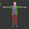 Man with outstretched arms wearing blue T-shirt black jacket canvas shoes against gray background