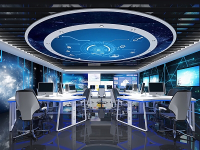 Modern monitoring room Monitoring command control room model