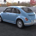 Light Blue Ora Retro Style Car With Round Headlights And Curved Body Design