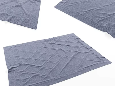 Blue Square Rug with Checkered Woven Texture for Home Decor 3d model