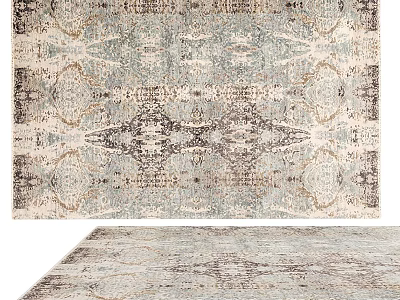 Square Carpet With Modern Intricate Patterns In Blue White Gray Tones 3d model