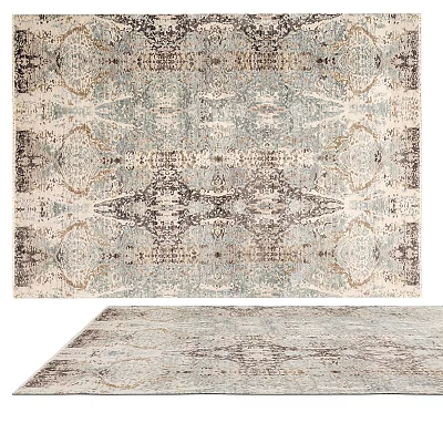 Square Carpet With Modern Intricate Patterns In Blue White Gray Tones 3d model