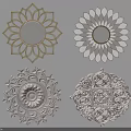 Circular Wall Decor In Various Designs With Mirrored Centers And Decorative Patterns 3d model