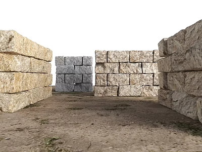 Outdoor Natural Stacked Stone Walls With Different Colored Blocks And Textures 3d model