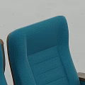 Modern Blue Seats With Wooden Armrests Arranged In Multiple Cinema Rows