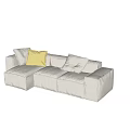 White Modular Sofa With Yellow Cushion On Marble Floor And Light Wall Interior 3d model