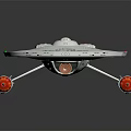 Silver Cosmic Spaceship Model With NCC1650 Number And Red Engine Lights 3d model
