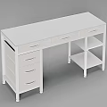 Wooden Top Office Desk With Metal Frame Multiple Drawers And Storage Shelves