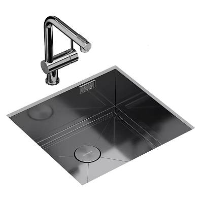 Modern Stainless Steel Sink With Chrome Faucet And Sleek Drainage Design 3d model