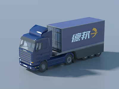 Blue Debang Container Truck With Company Logo And Cargo Trailer 3d model