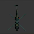 Teal Vintage Helicopter With Rotors Fuselage Windows And Landing Gear Details