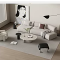 Sofa Coffee Table Combination Corner Sofa Floor Lamp 3d model