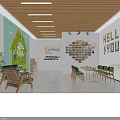 Agricultural Products Display Area with Shelves Fresh Fruits Vegetables and Green Plants