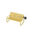 Yellow Metal Outdoor Bench With Slatted Design And Modern Style