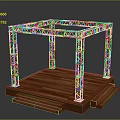 Elegant White Metal Frame Platform Furniture With Wooden Floor And Steps